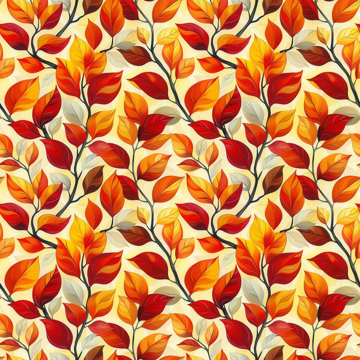 Fiery Foliage Pattern 11 Fleece Fabric