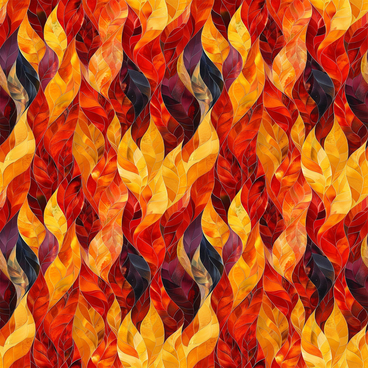 Fiery Foliage Pattern 12 Fleece Fabric