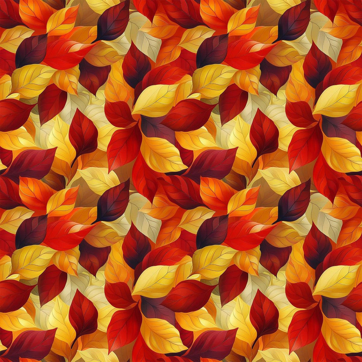 Fiery Foliage Pattern 2 Fleece Fabric