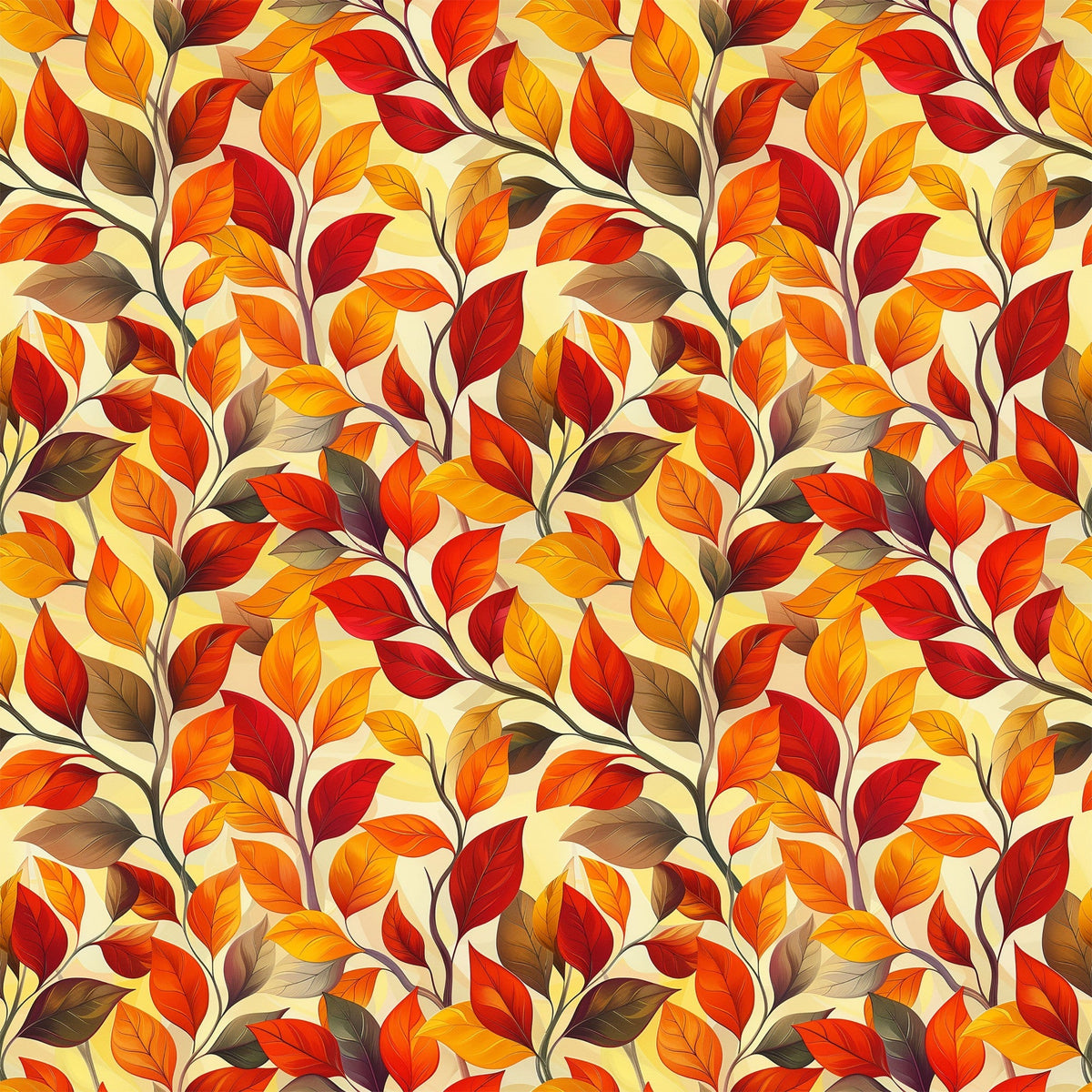 Fiery Foliage Pattern 3 Fleece Fabric