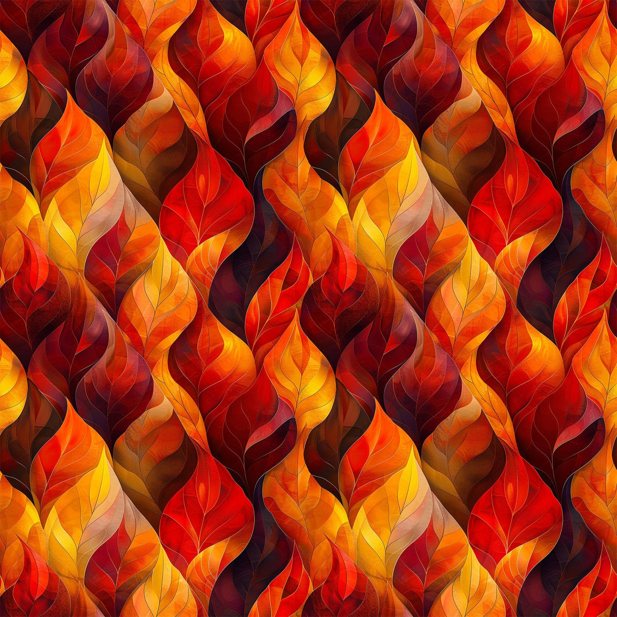 Fiery Foliage Pattern 4 Fleece Fabric
