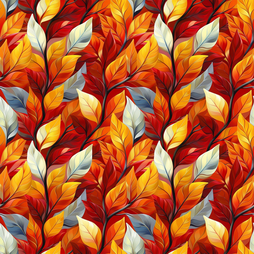 Fiery Foliage Pattern 5 Fleece Fabric