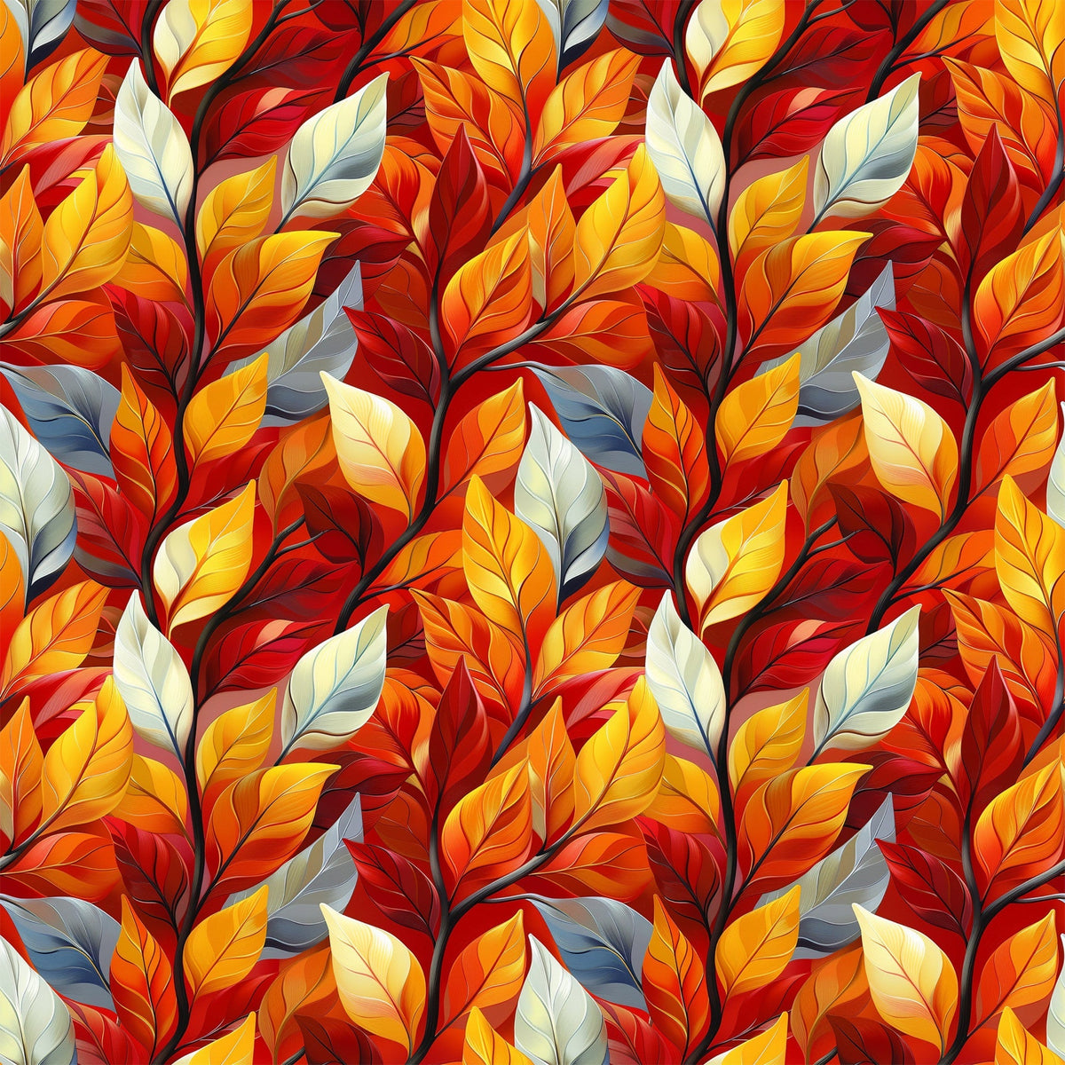 Fiery Foliage Pattern 5 Fleece Fabric