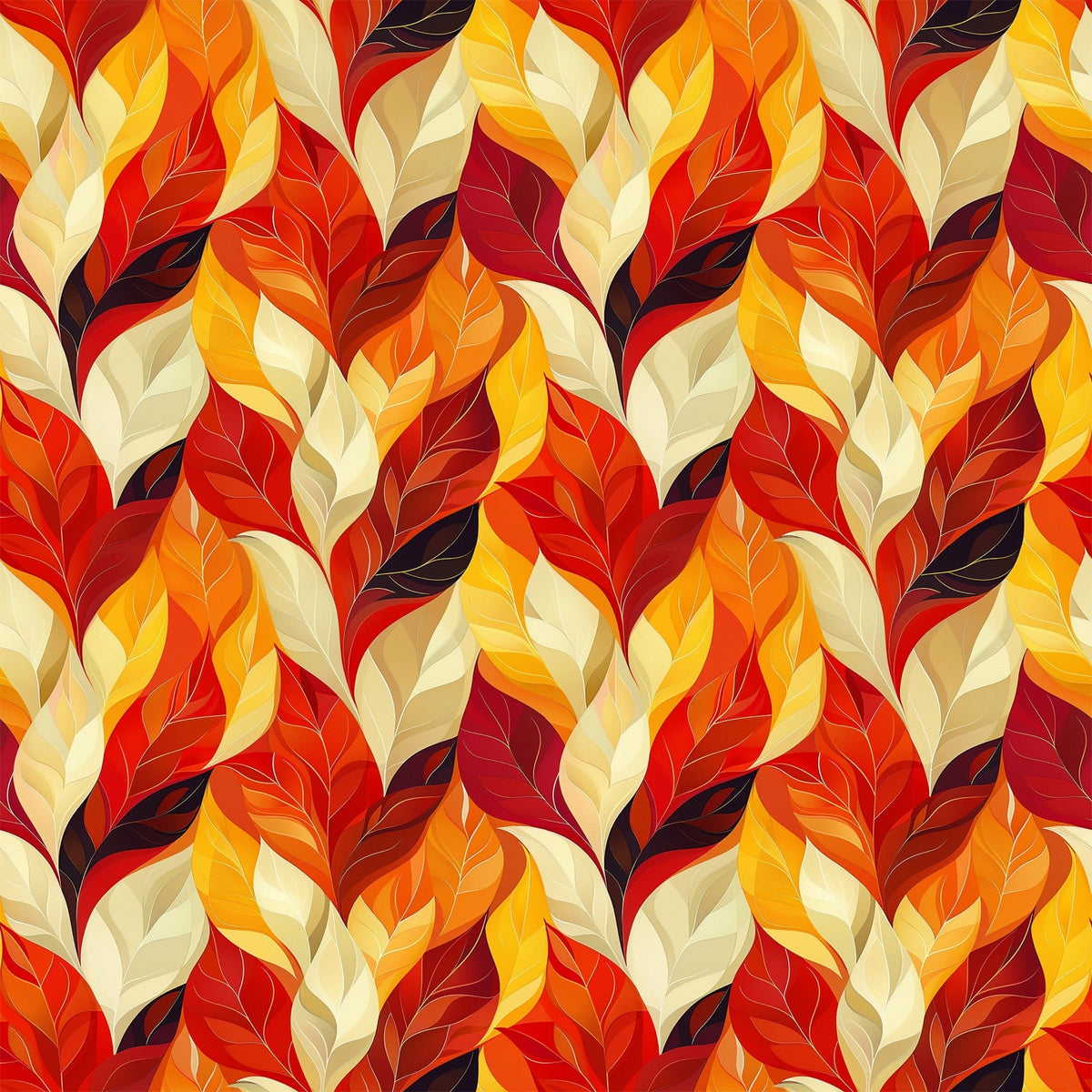 Fiery Foliage Pattern 7 Fleece Fabric