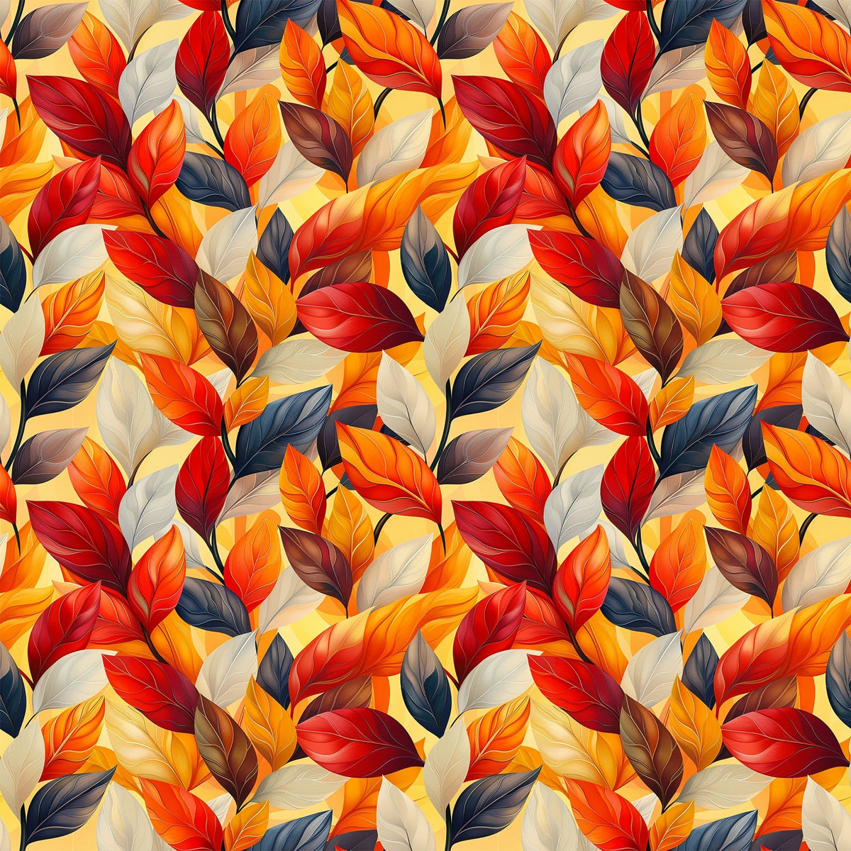 Fiery Foliage Pattern 8 Fleece Fabric