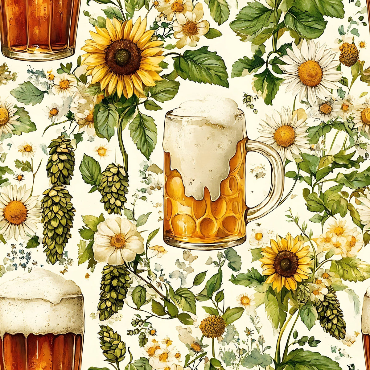 Brewery Blooms Pattern 10 Fleece Fabric
