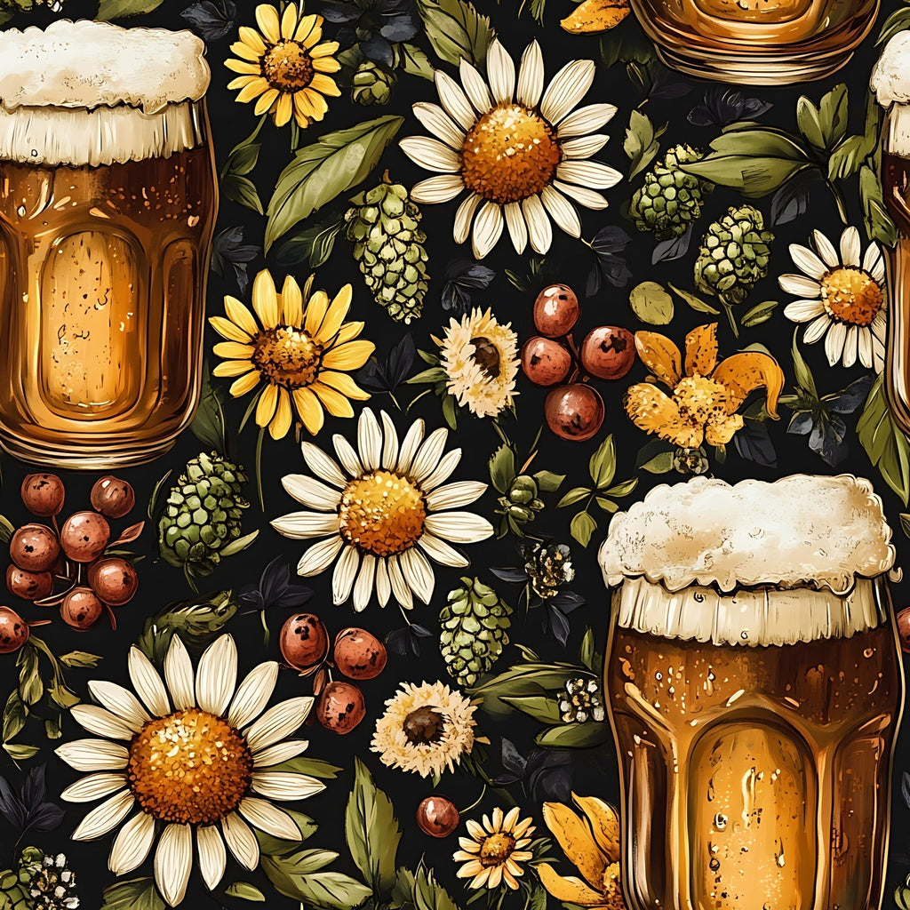 Brewery Blooms Pattern 2 Fleece Fabric