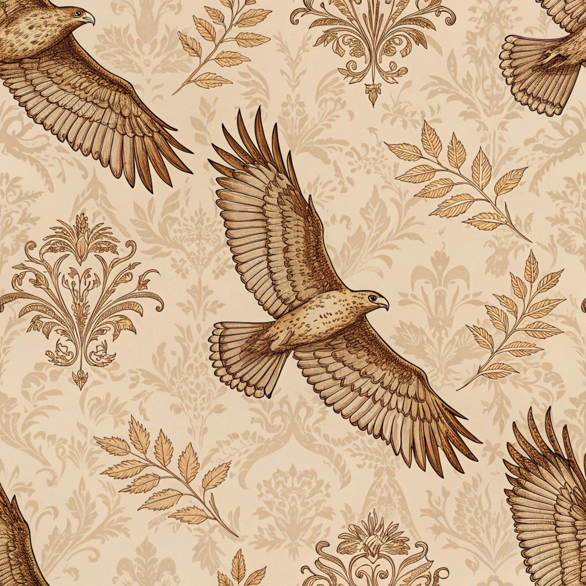 Gilded Falcons Pattern 19 Fleece Fabric