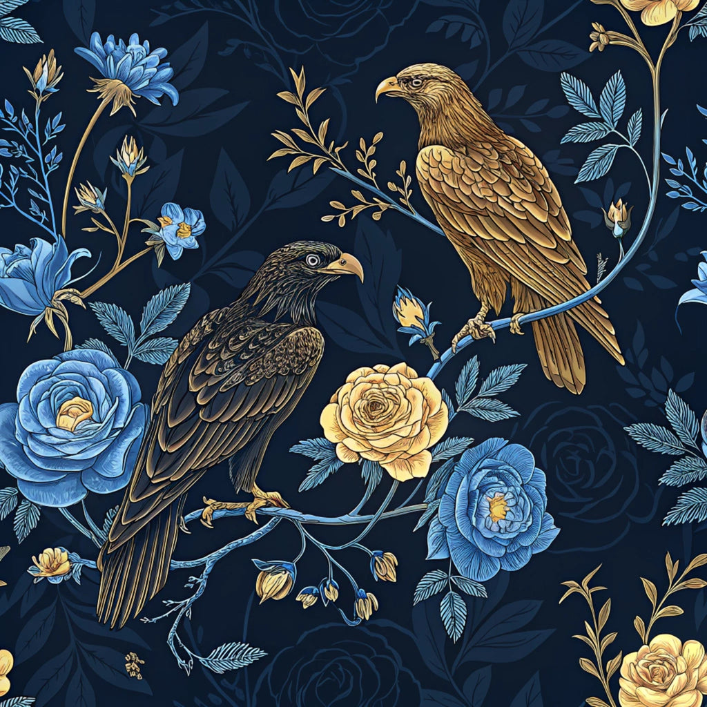 Gilded Falcons Pattern 26 Fleece Fabric