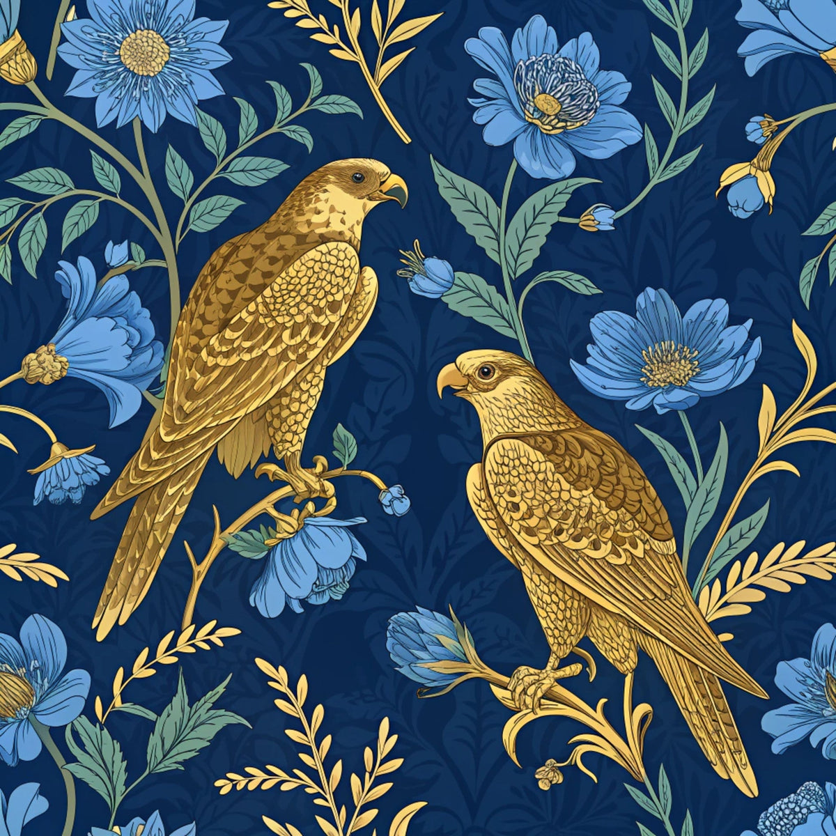 Gilded Falcons Pattern 28 Fleece Fabric