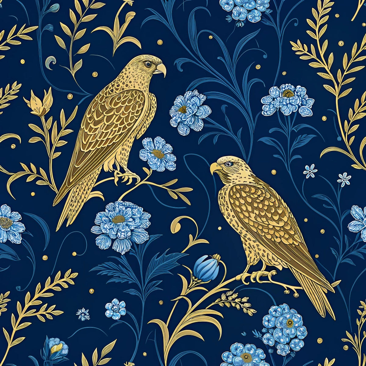 Gilded Falcons Pattern 29 Fleece Fabric