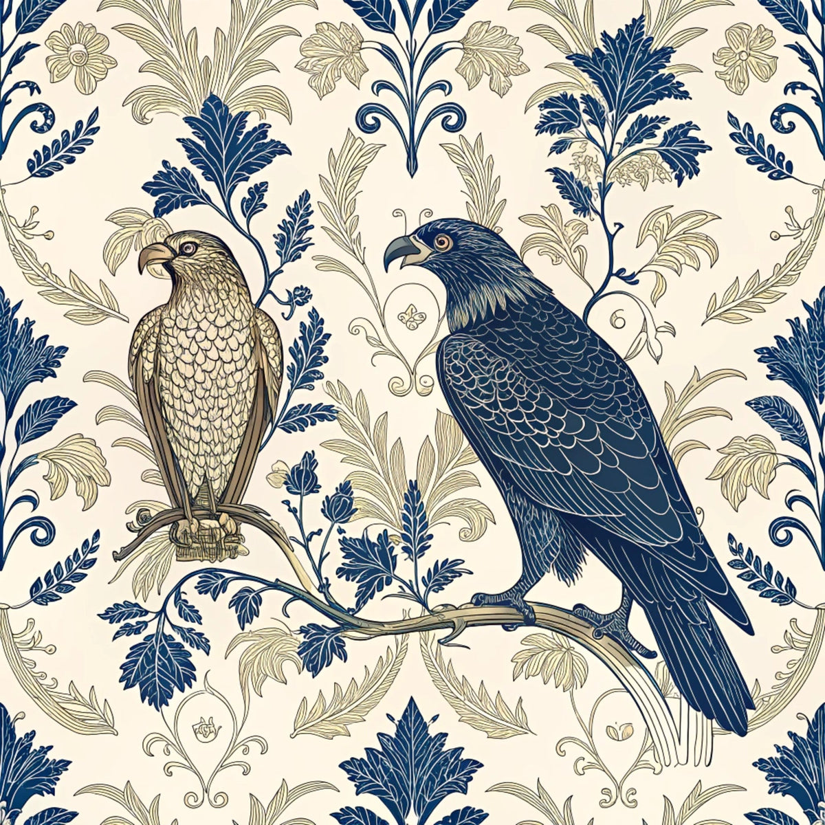 Gilded Falcons Pattern 3 Fleece Fabric
