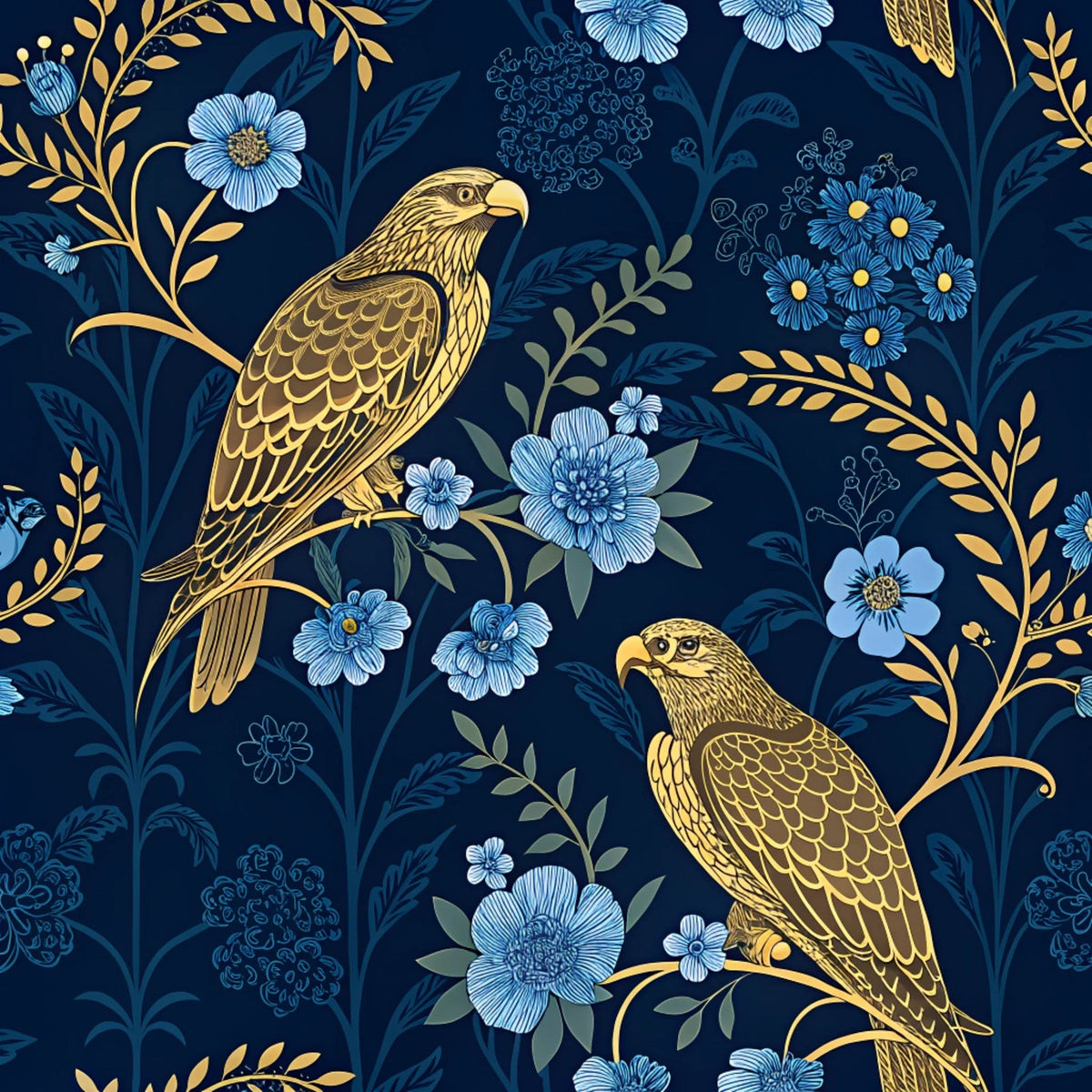 Gilded Falcons Pattern 30 Fleece Fabric