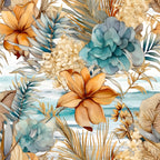 Gilded Coastal Blooms Pattern 12 Fleece Fabric