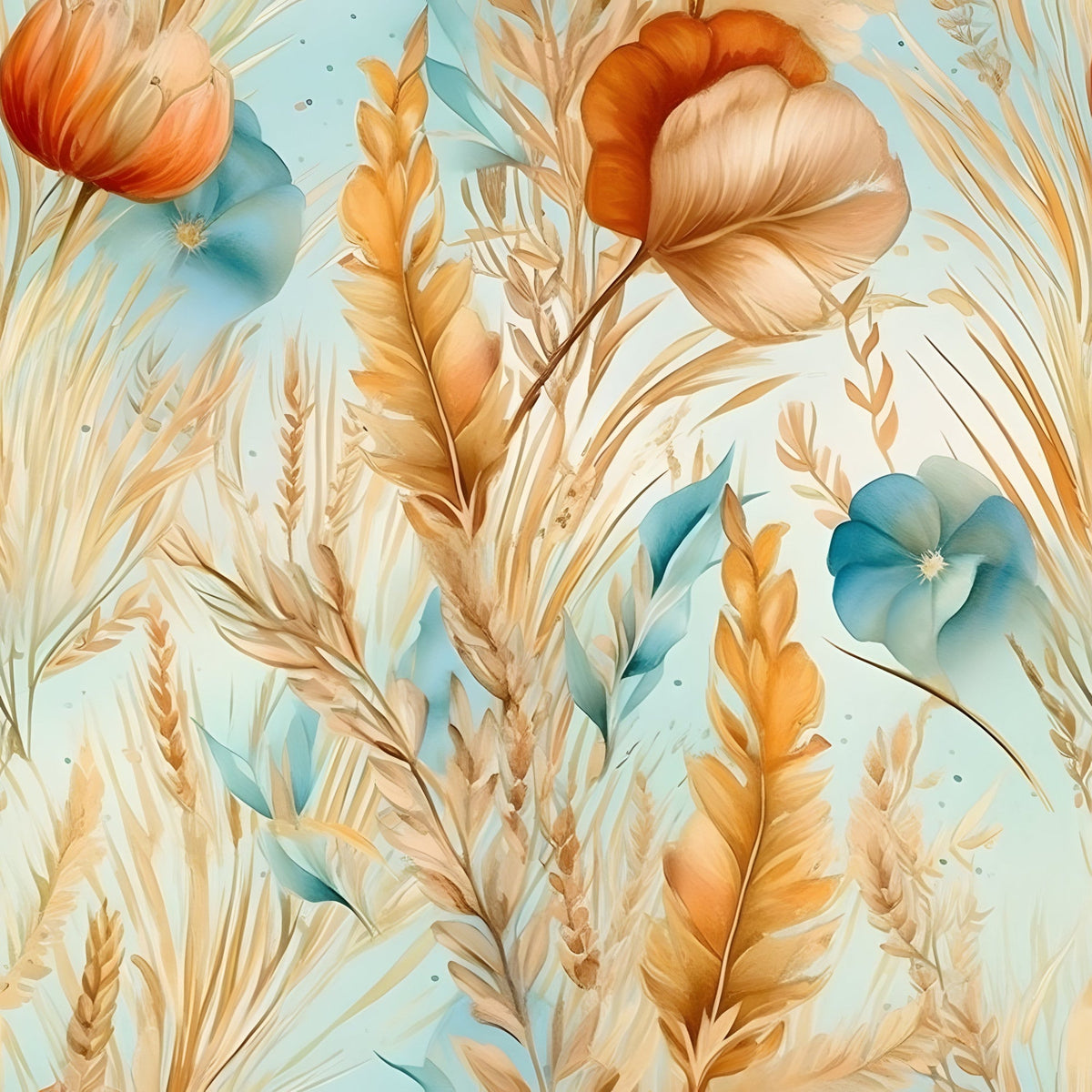 Gilded Coastal Blooms Pattern 17 Fleece Fabric