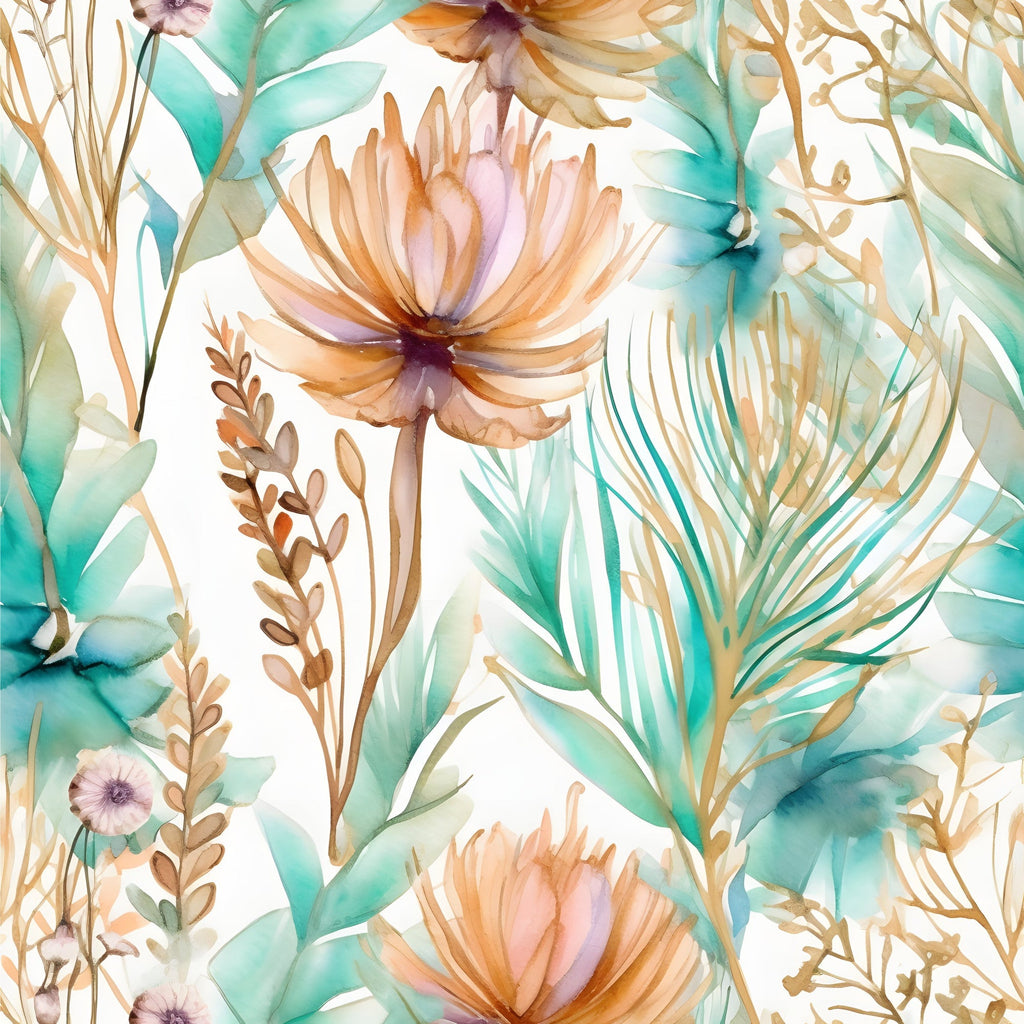 Gilded Coastal Blooms Pattern 9 Fleece Fabric