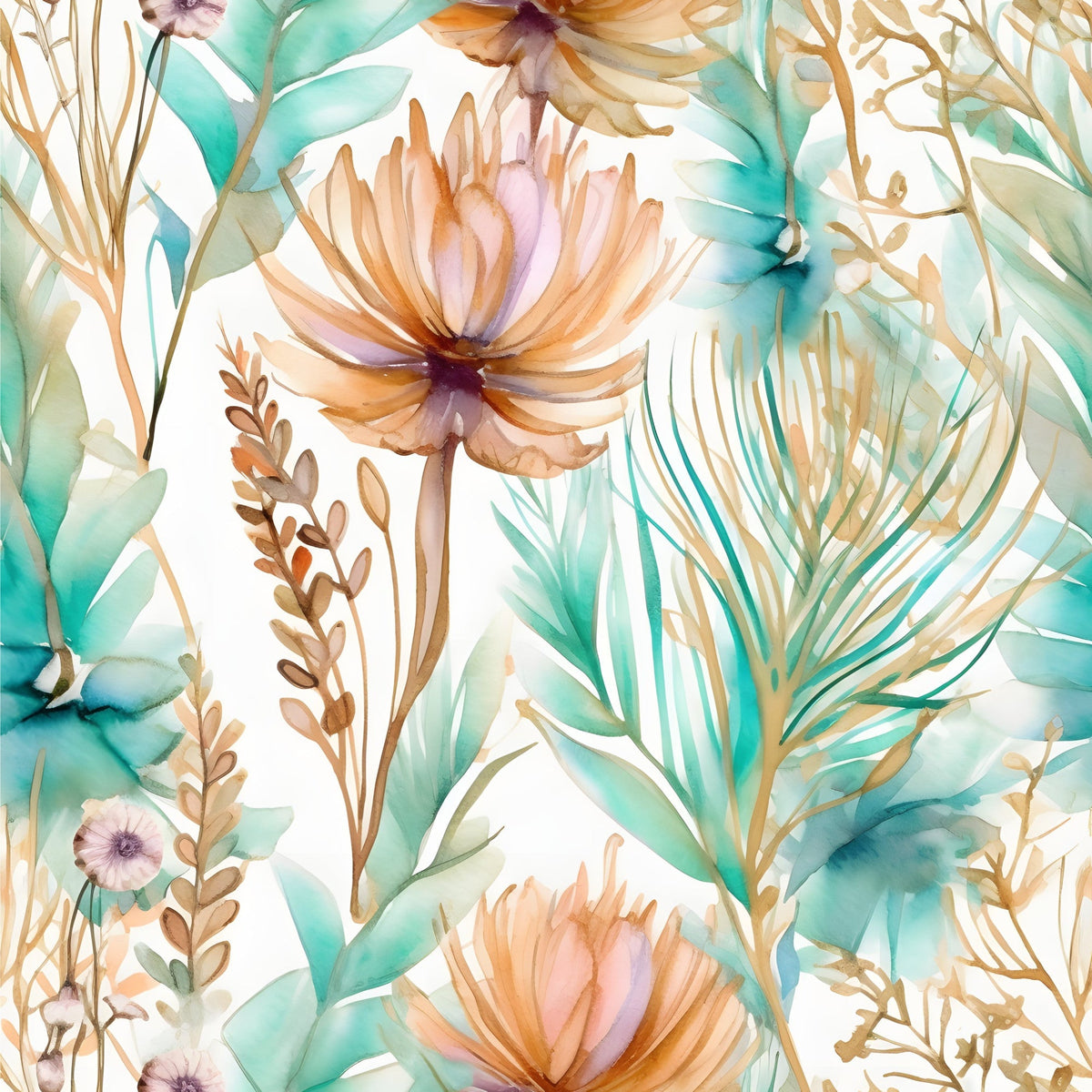 Gilded Coastal Blooms Pattern 9 Fleece Fabric