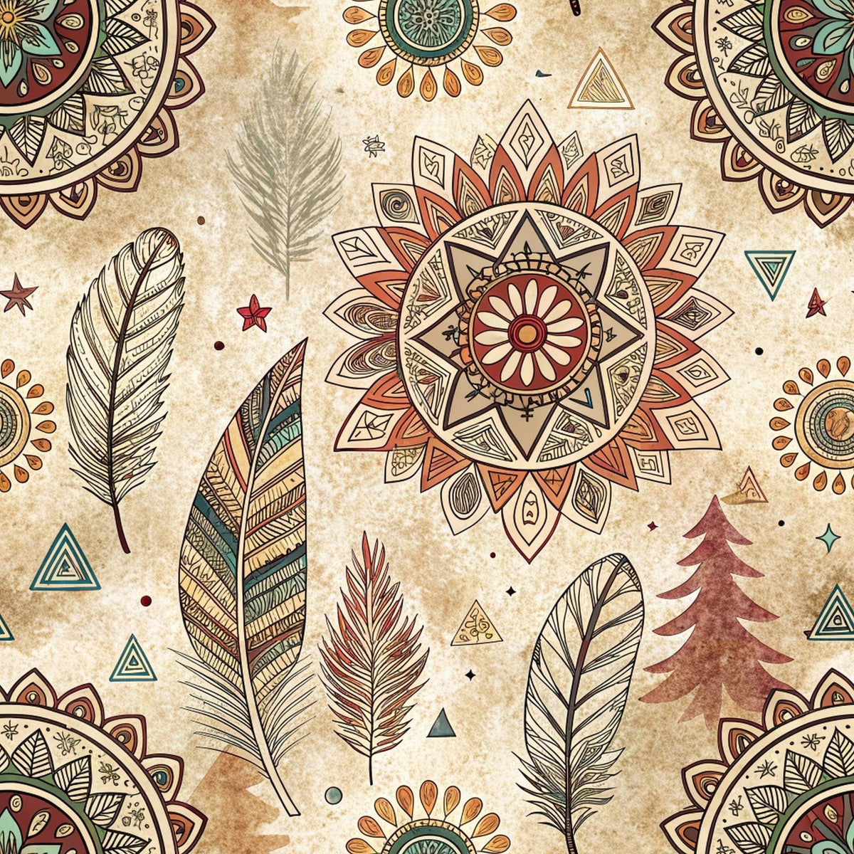 Earthen Plumes Pattern 1 Fleece Fabric