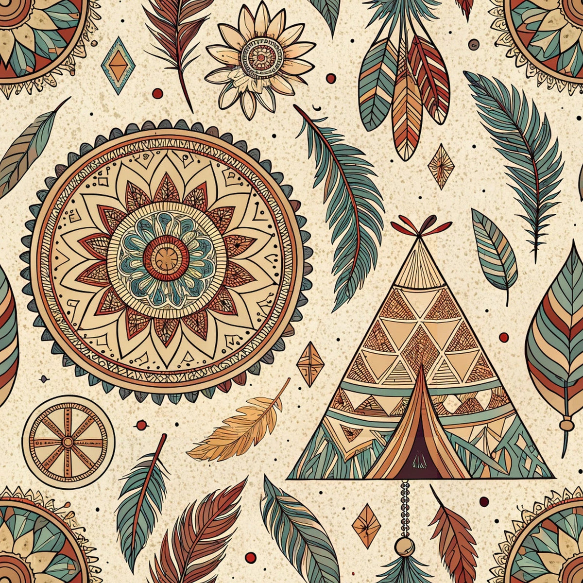 Earthen Plumes Pattern 2 Fleece Fabric