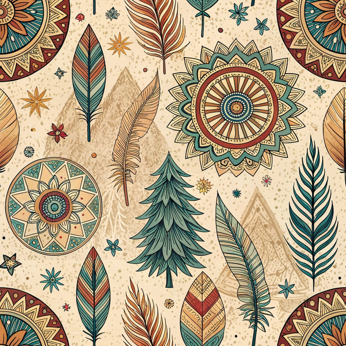 Earthen Plumes Pattern 3 Fleece Fabric