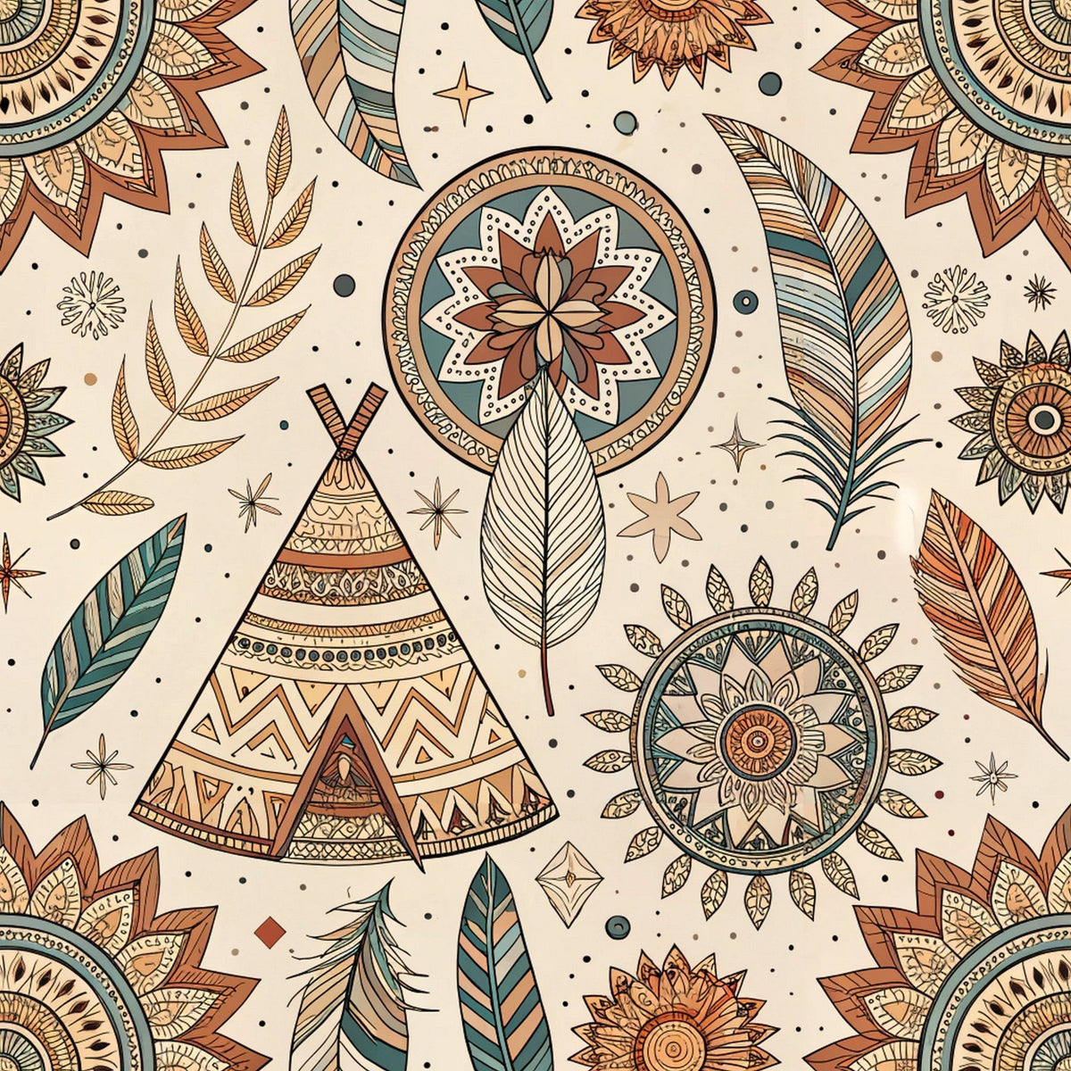Earthen Plumes Pattern 4 Fleece Fabric