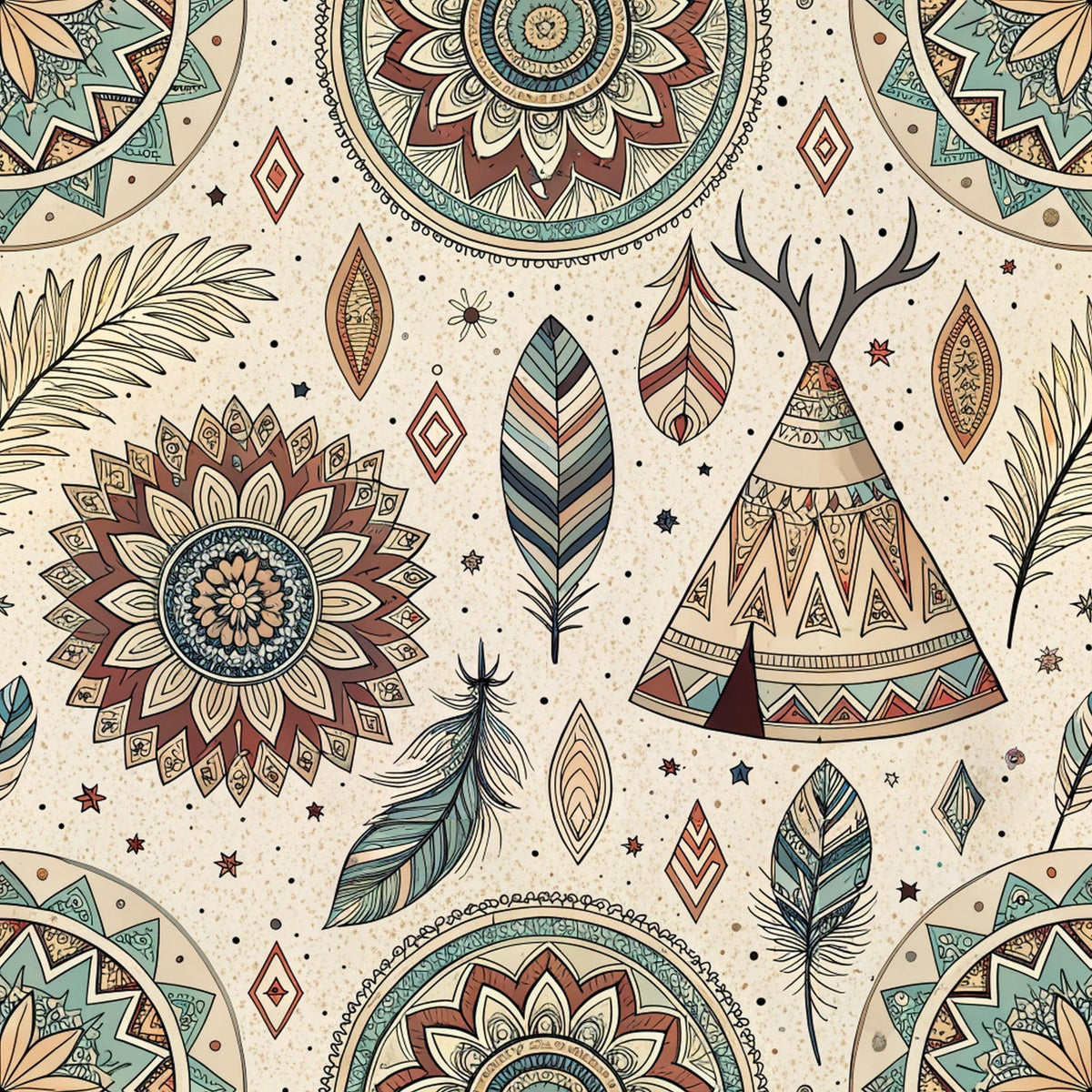 Earthen Plumes Pattern 6 Fleece Fabric