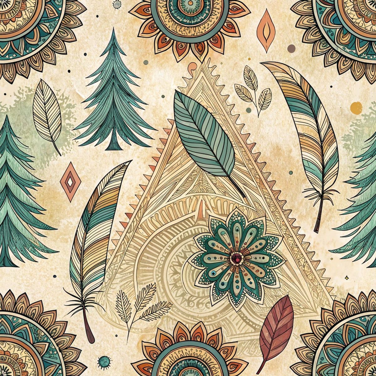 Earthen Plumes Pattern 8 Fleece Fabric
