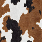 brown, white, black, cow print, cowhide pattern, animal print, spotted pattern, irregular patches, realistic texture, fur texture,, fabric panel, western theme, ranch style, farm animals, natural colors, organic shapes, rustic mood, countryside aesthetic