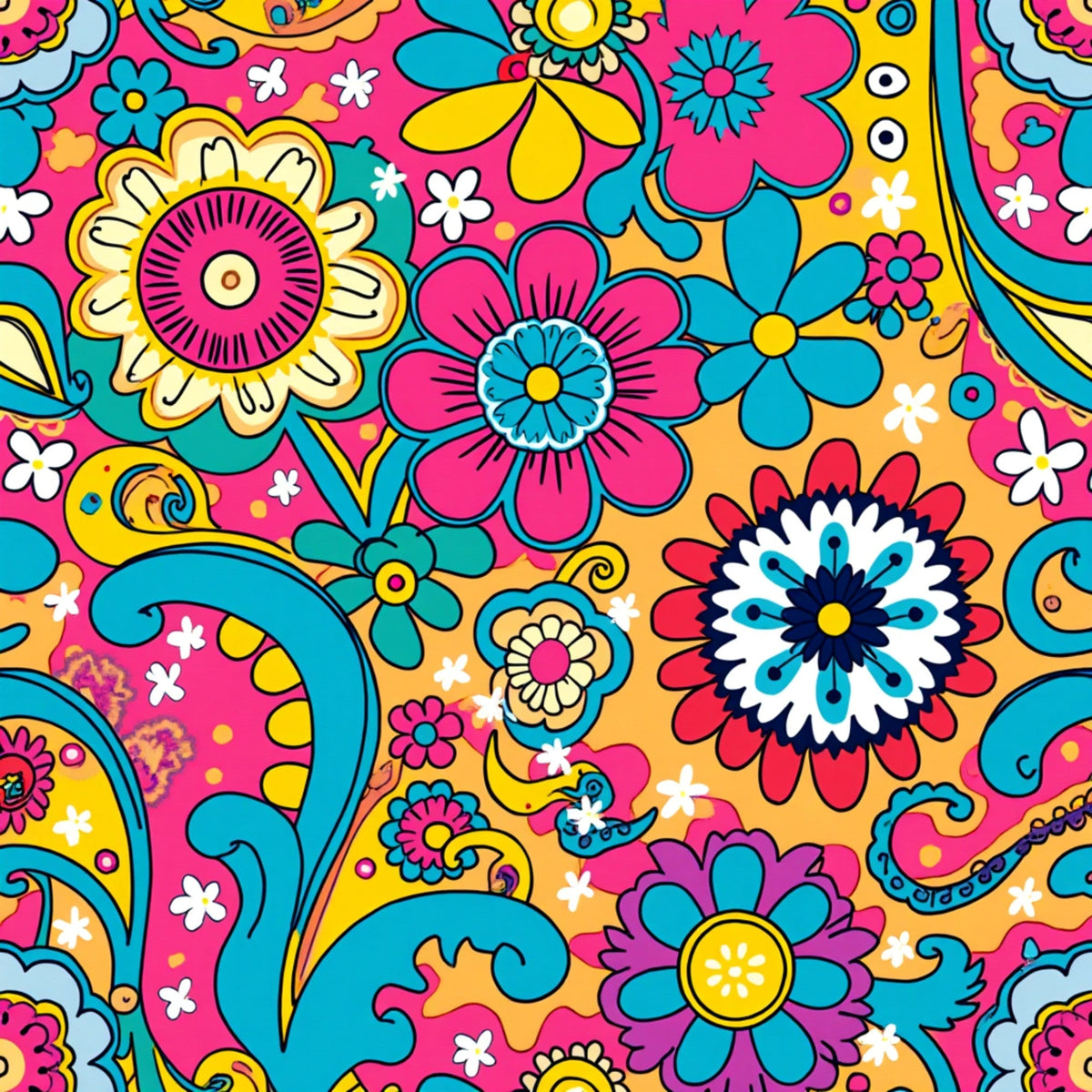 Fiesta Blooms Pattern 10 Fleece Fabric
