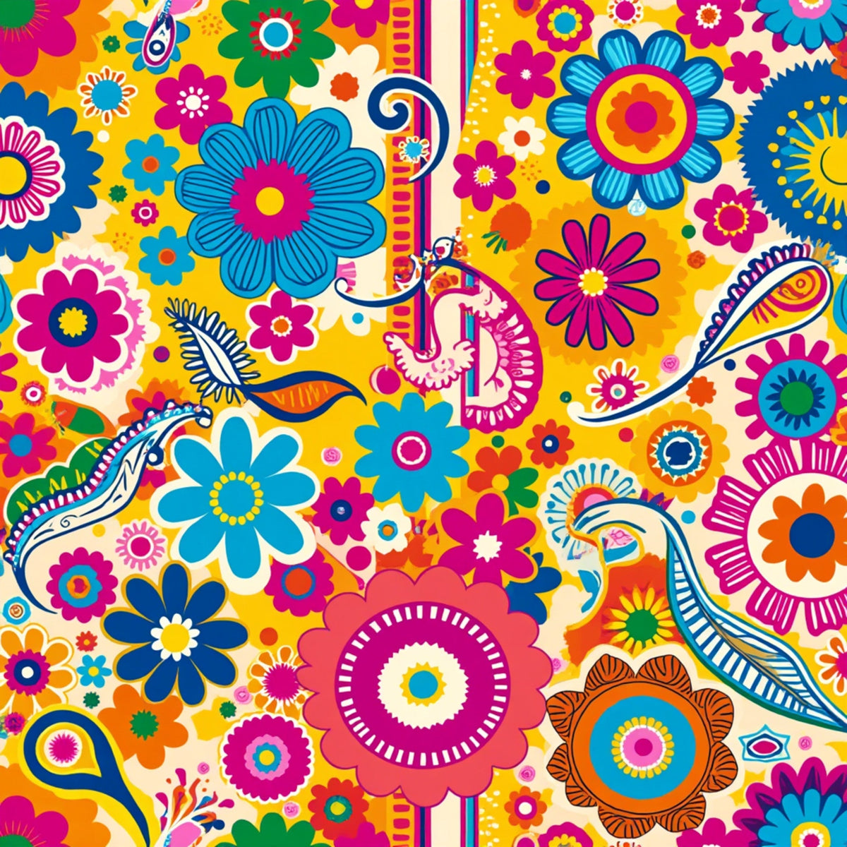 Fiesta Blooms Pattern 20 Fleece Fabric