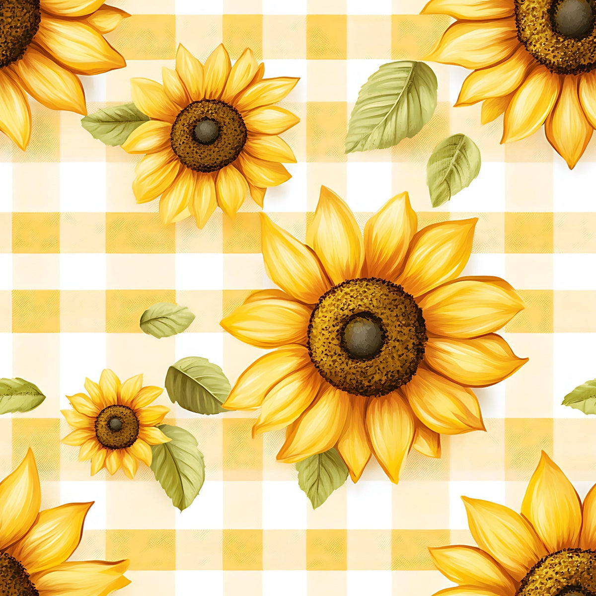 Golden Gingham Pattern 2 Fleece Fabric