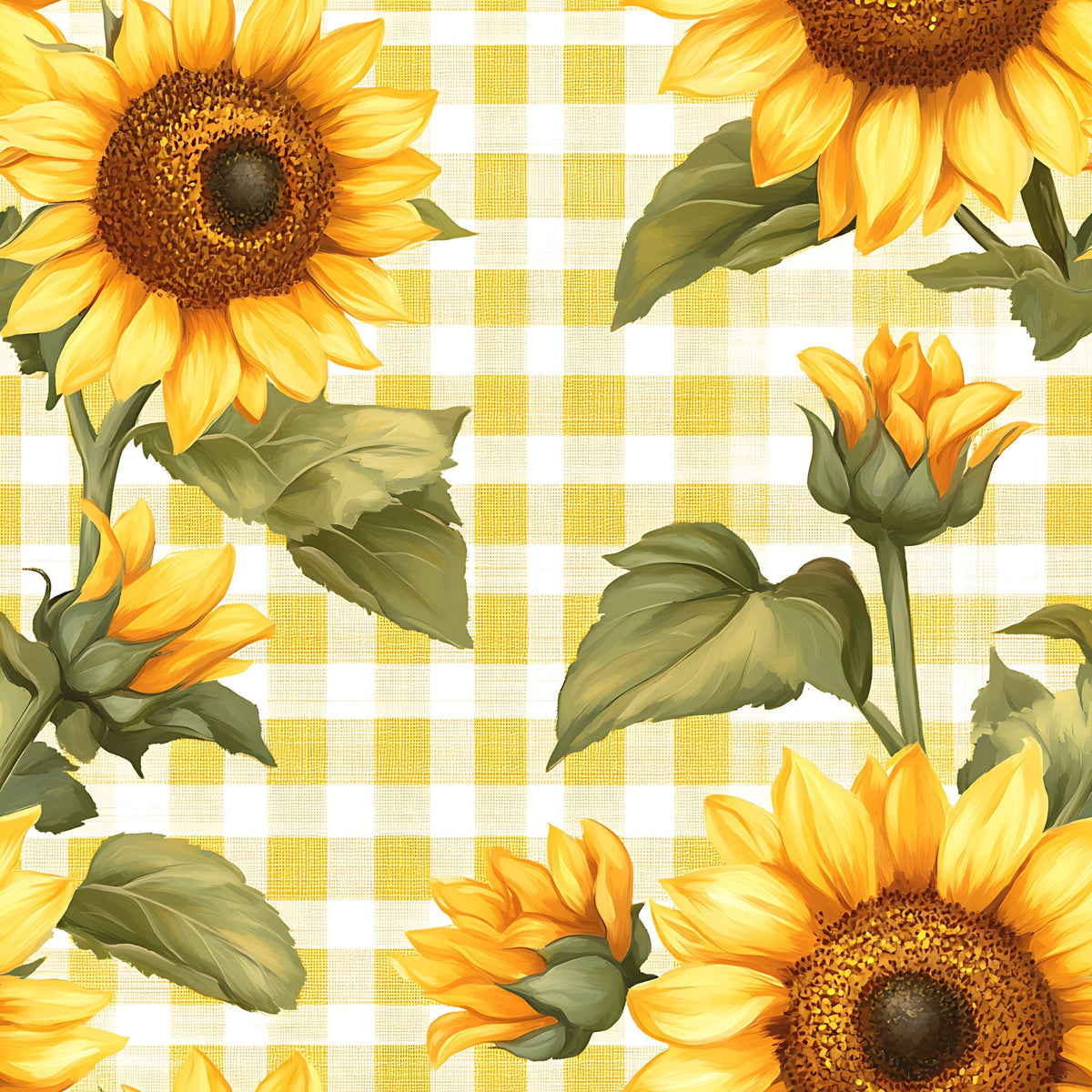 Golden Gingham Pattern 4 Fleece Fabric