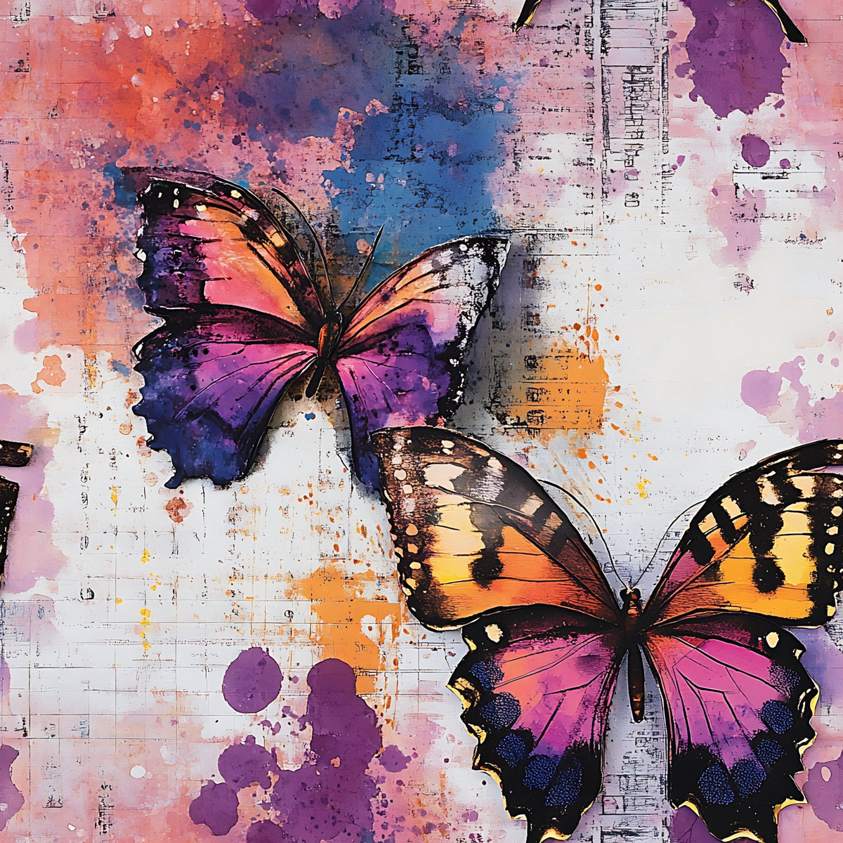Painted Wings Pattern 1 Fleece Fabric