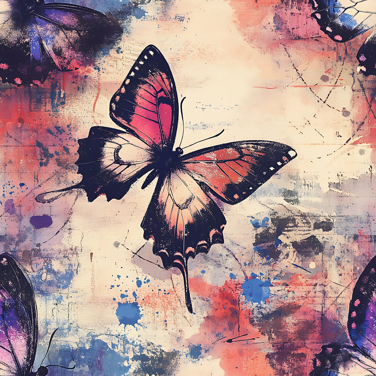 Painted Wings Pattern 17 Fleece Fabric