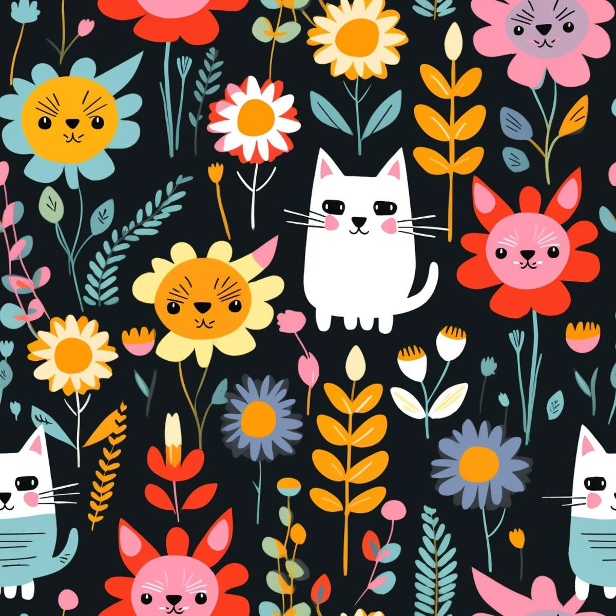 Kitten Meadow Pattern 15 Fleece Fabric