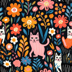 Kitten Meadow Pattern 2 Fleece Fabric