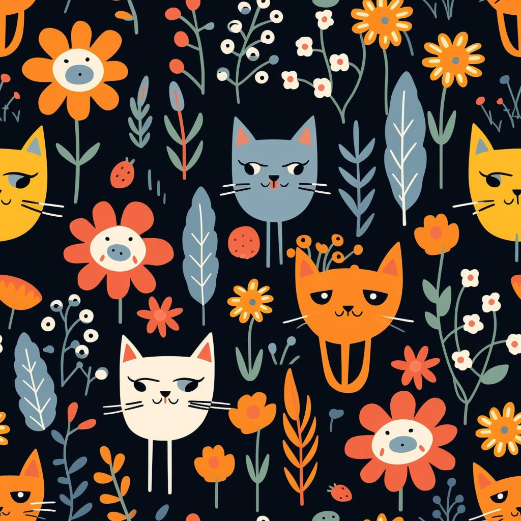 Kitten Meadow Pattern 3 Fleece Fabric