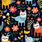Kitten Meadow Pattern 5 Fleece Fabric