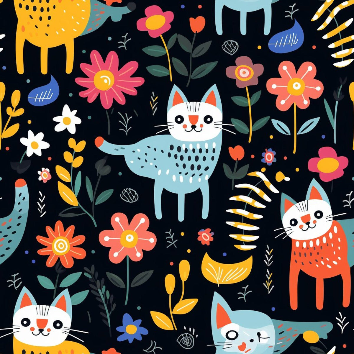 Kitten Meadow Pattern 5 Fleece Fabric