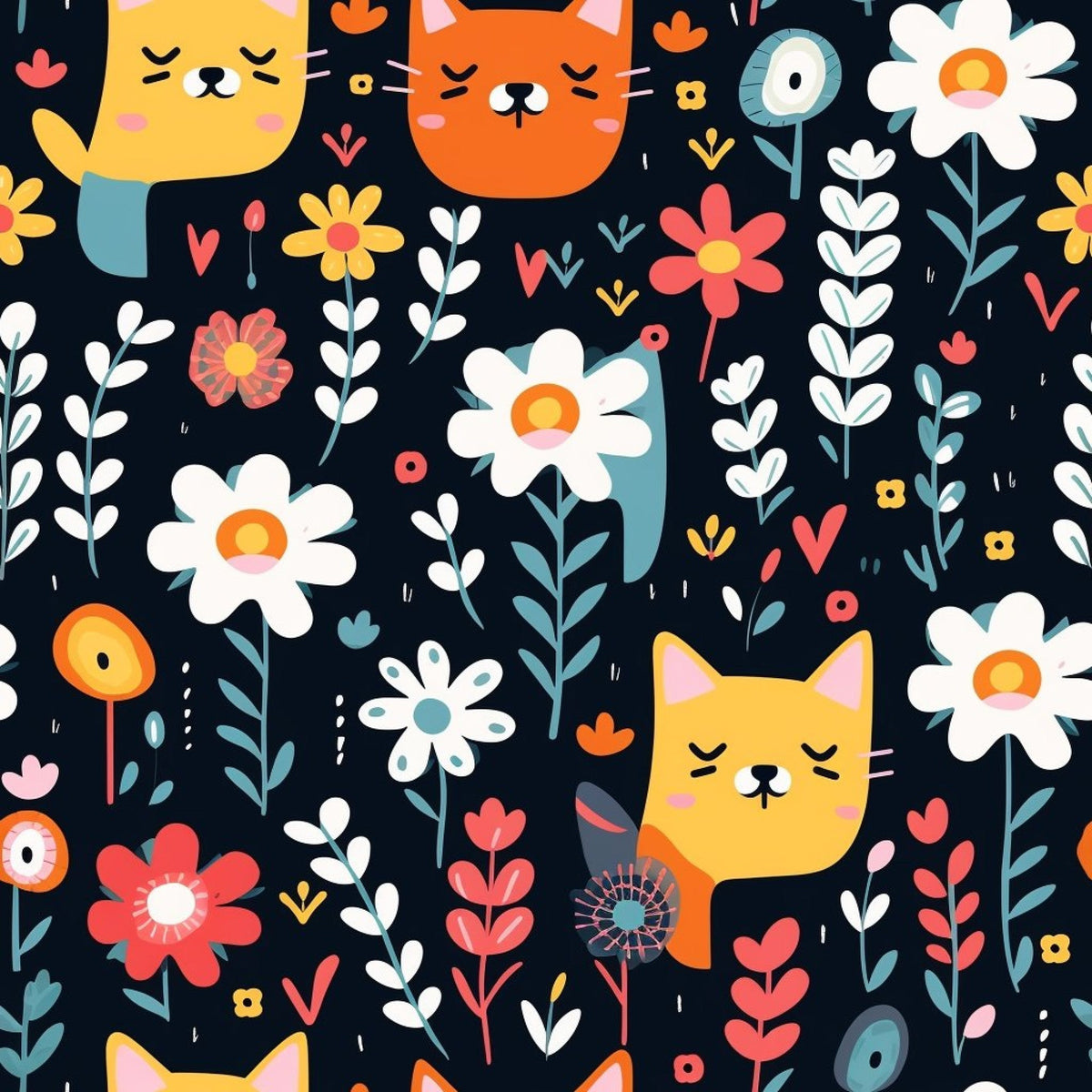 Kitten Meadow Pattern 7 Fleece Fabric