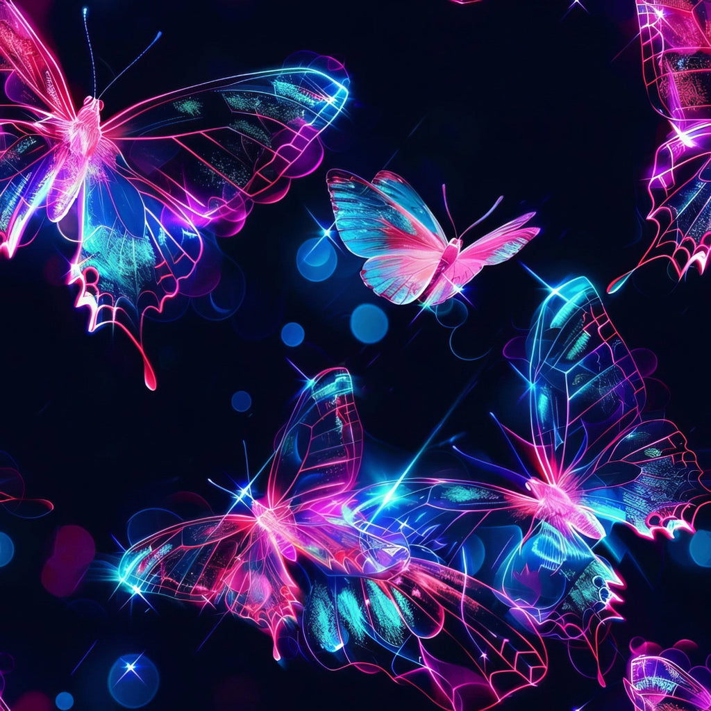 Neon Flutter Pattern 1 Fleece Fabric
