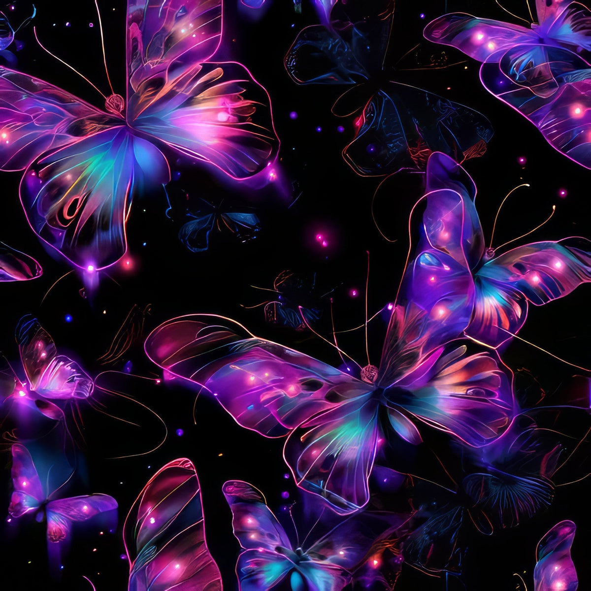 Neon Flutter Pattern 18 Fleece Fabric