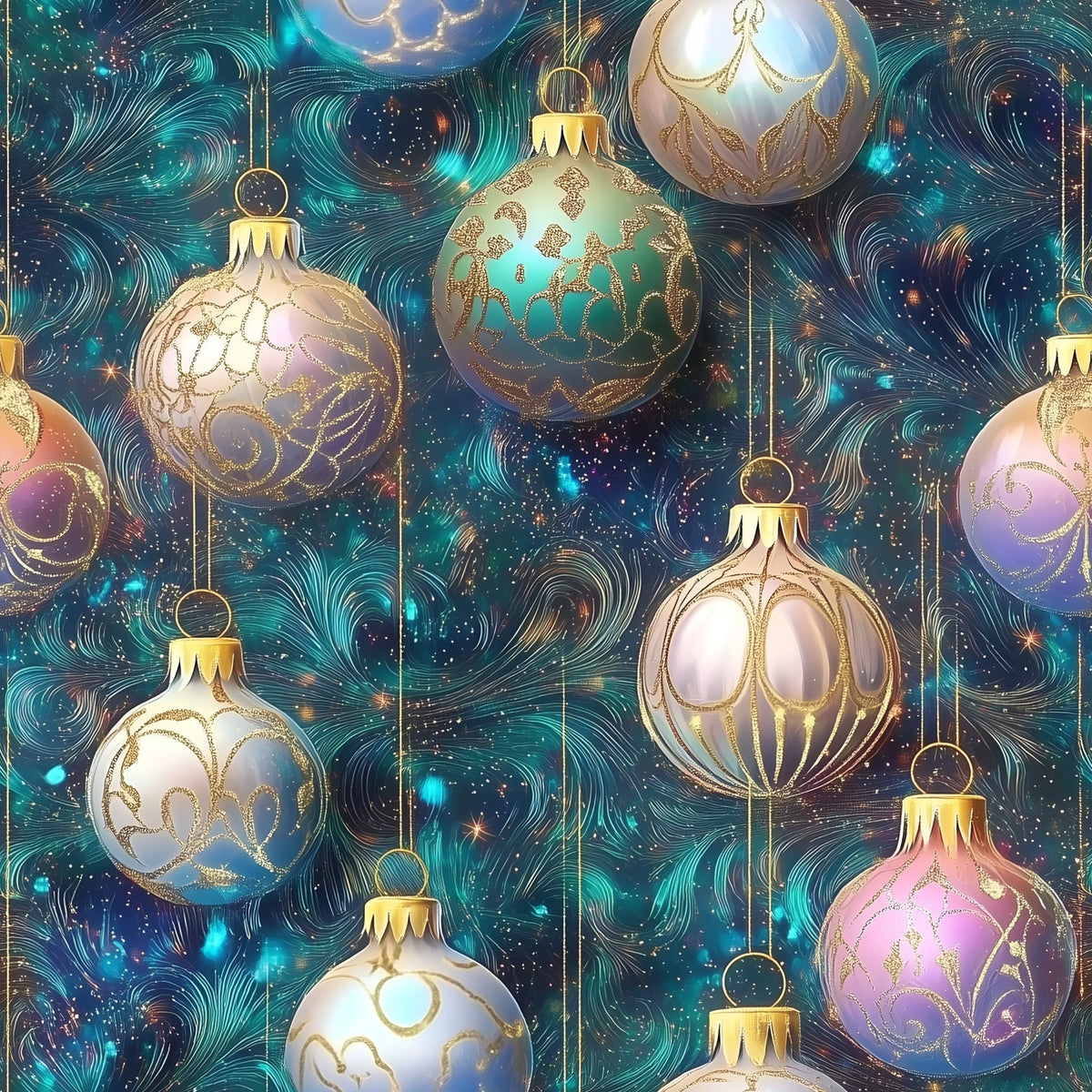 Opalescent Baubles Pattern 15 Fleece Fabric