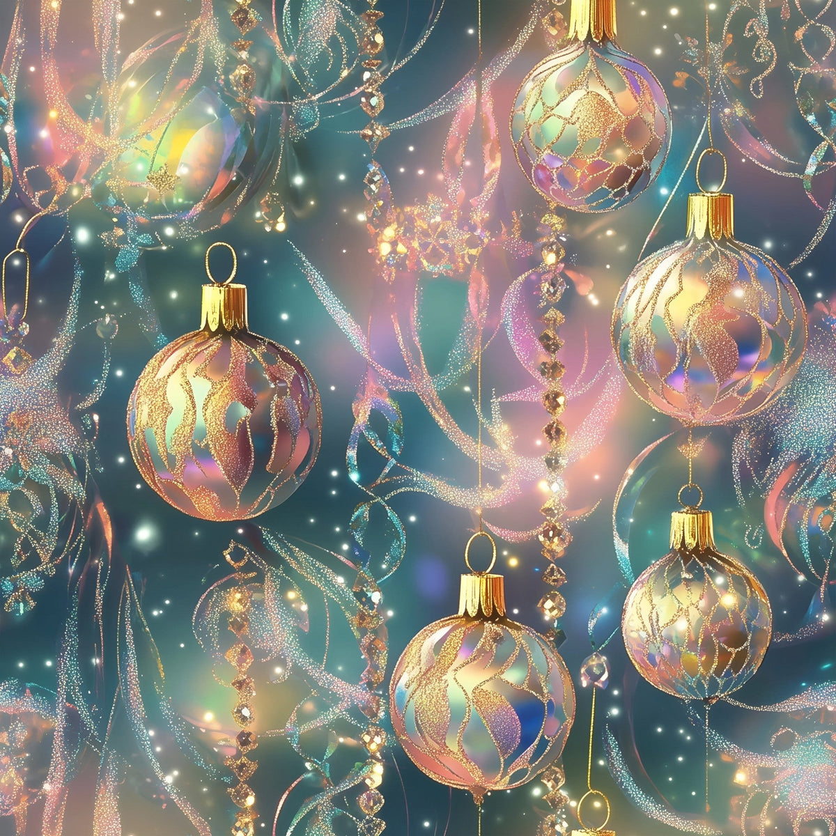 Opalescent Baubles Pattern 3 Fleece Fabric