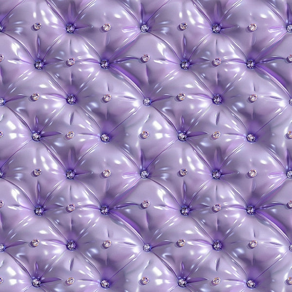purple, lavender, lilac, tufted upholstery, diamond pattern, crystal buttons, rhinestone details, quilted texture, luxurious fabric, elegant design, glossy finish, geometric quilting, decorative buttons, sophisticated style, cotton fabric, quilting panel, repeating pattern, glamorous aesthetic, soft appearance, button-tufted