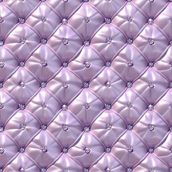 lavender, purple, quilted leather, diamond tufted, crystal buttons, rhinestone details, luxurious upholstery, satin finish, geometric pattern, padded surface, elegant texture, glossy fabric, decorative studs, sophisticated design,, fabric panel, glamorous style, shimmery surface, button-tufted, soft appearance