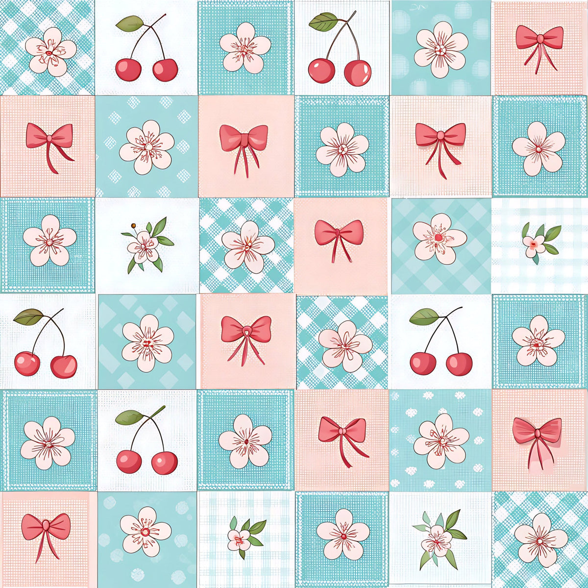 Ribbon Orchard Pattern 1 Fleece Fabric
