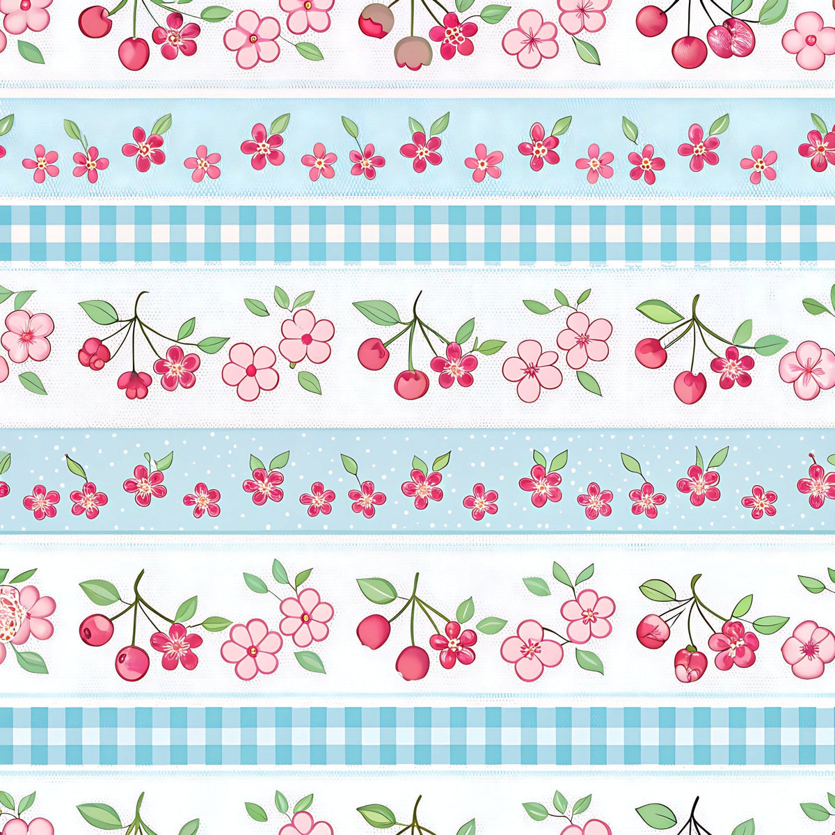 Ribbon Orchard Pattern 12 Fleece Fabric