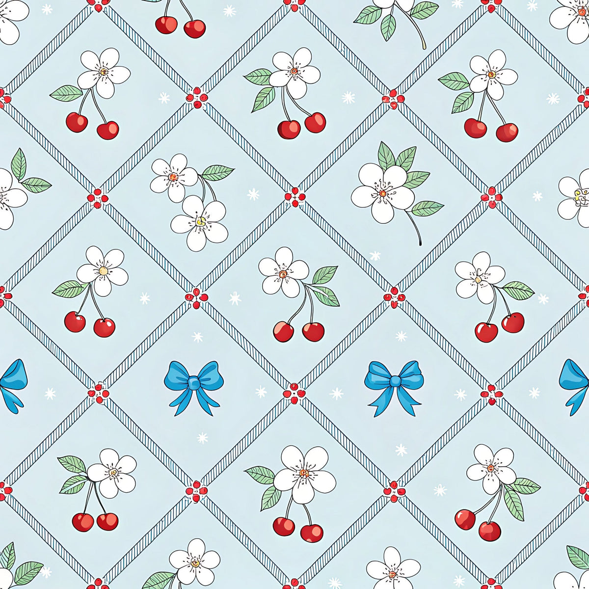 Ribbon Orchard Pattern 16 Fleece Fabric