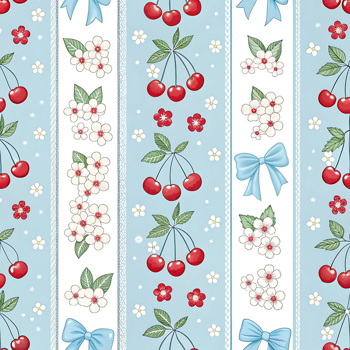 Ribbon Orchard Pattern 18 Fleece Fabric